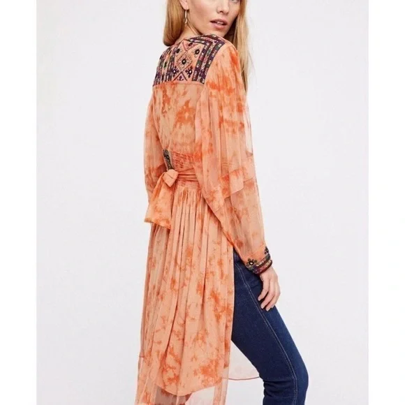 Free People Market Place Embroidered Maxi Top S Boho Festival - Picture 3 of 16